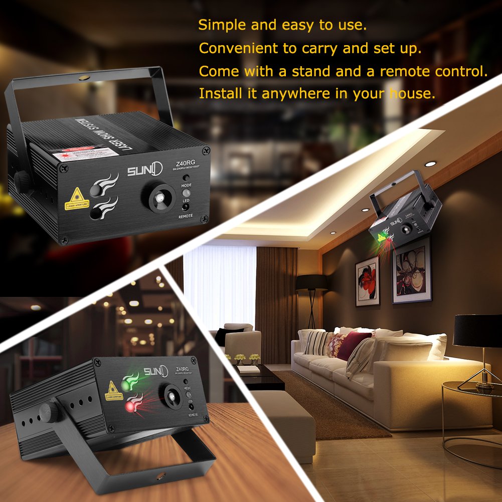 DJ Laser Lights SUNY Music Laser Projector 40 Patterns RG